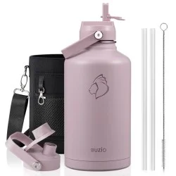 Buzio Duet Series Water Bottle with 2 Lids and Sleeve 1.9L - Purple